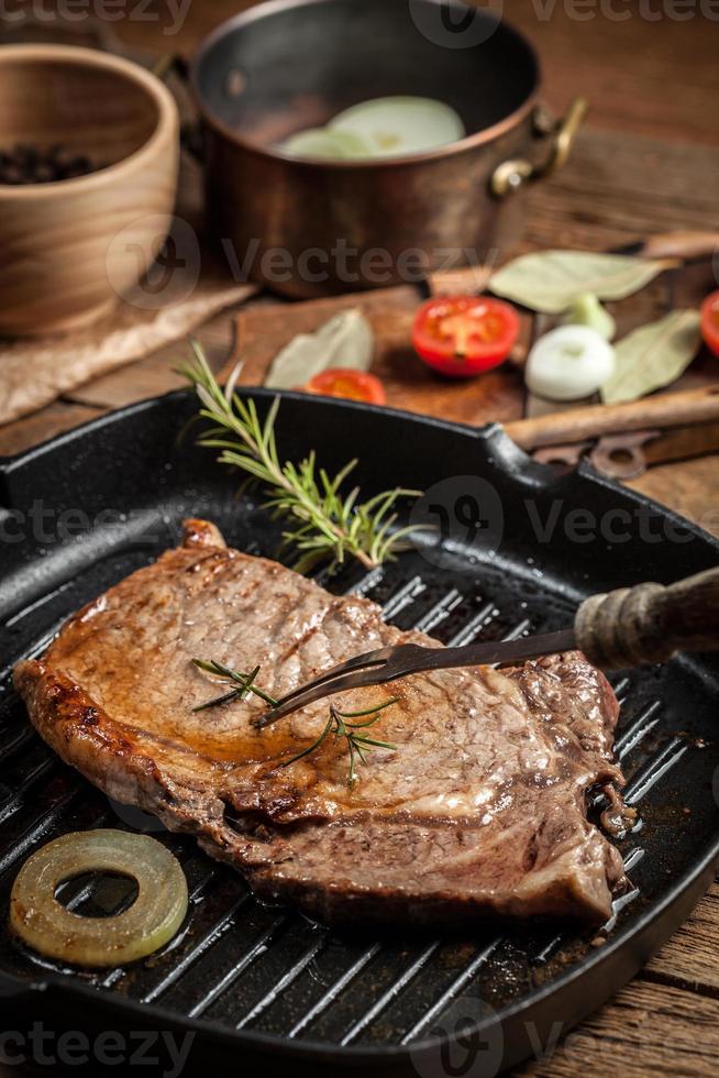 Fried beef steak. photo