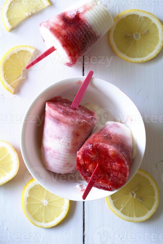 Homemade strawberry ice cream photo