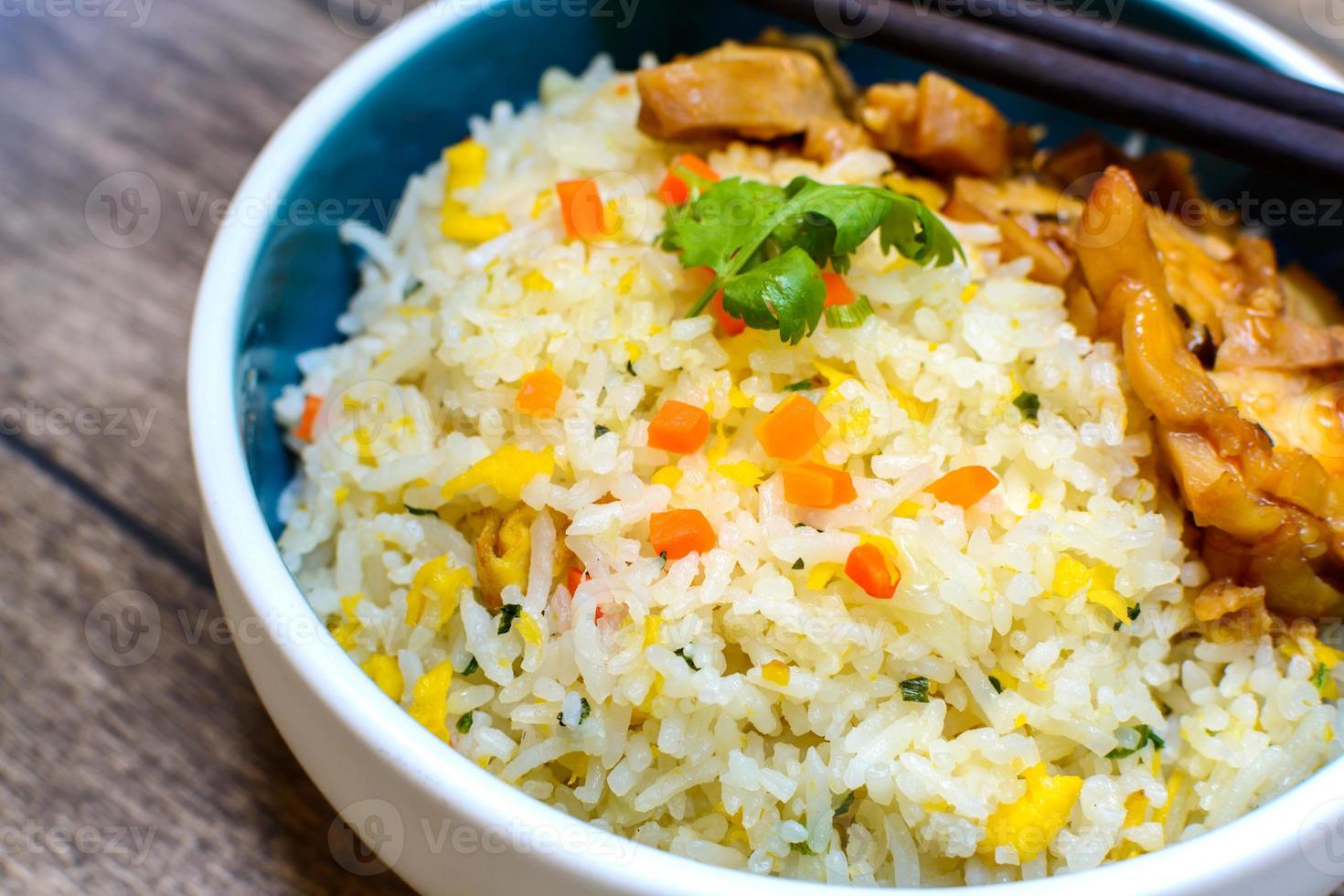 Fried rice with teriyaki chicken photo