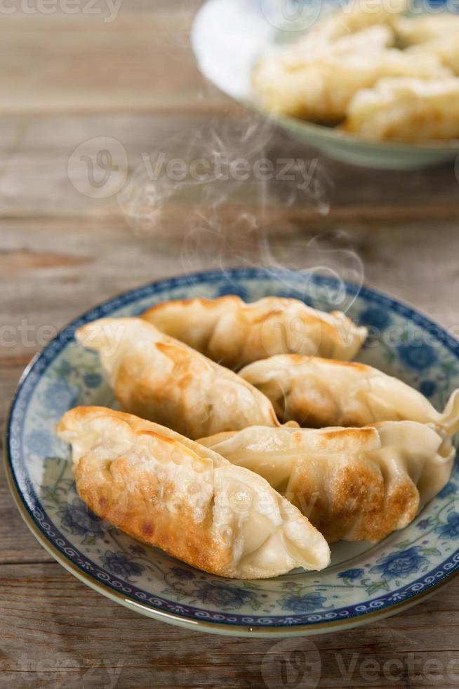 Asian dish pan fried dumplings photo