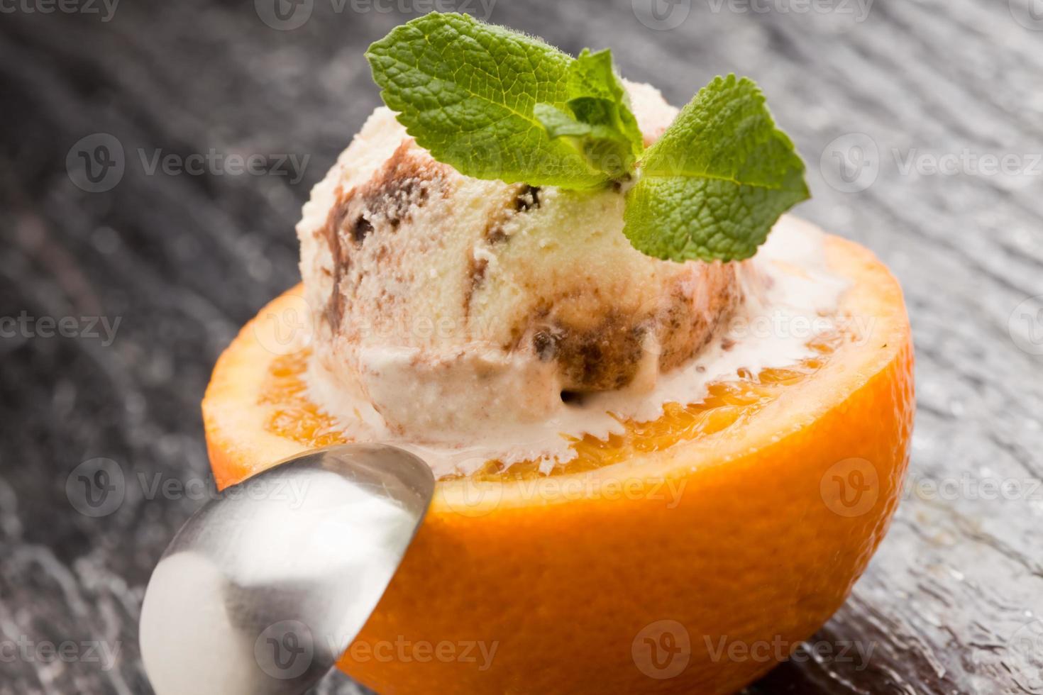 Orange and Ice Cream - Dessert photo