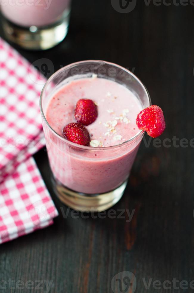 fresh homemade smoothie with strawberry and banana photo
