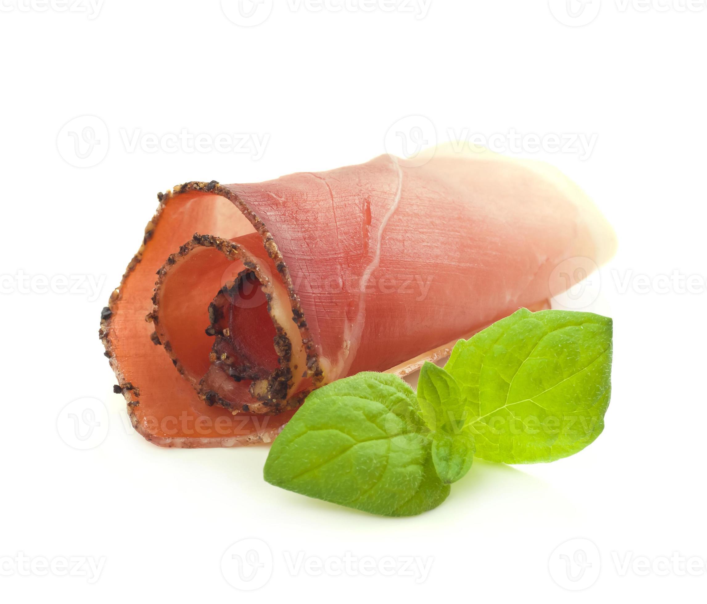 Rolled slices of ham photo