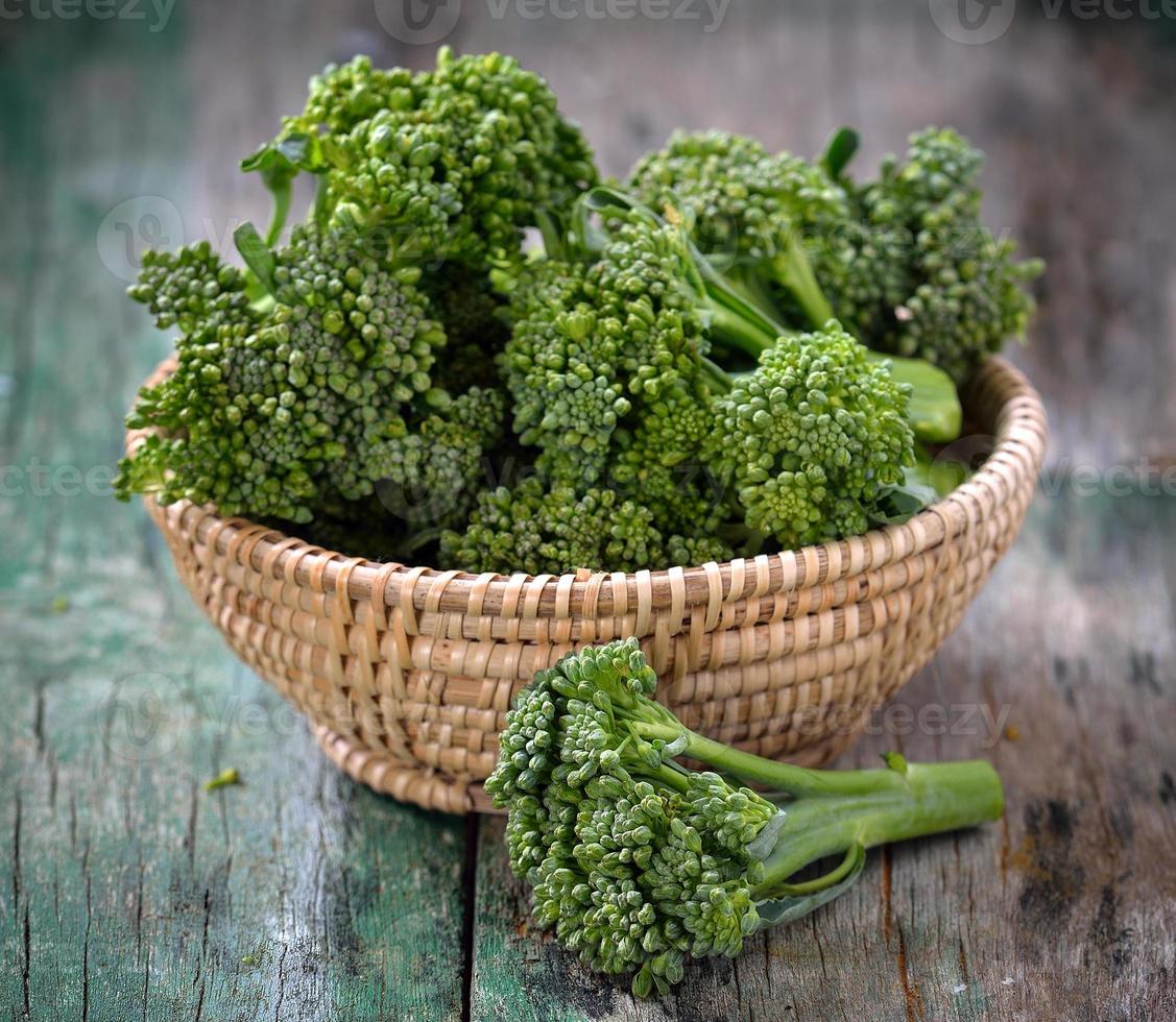Fresh broccoli in a basket photo