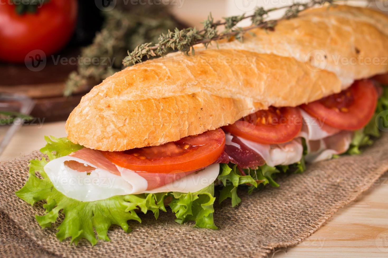 sandwich from fresh baguette photo