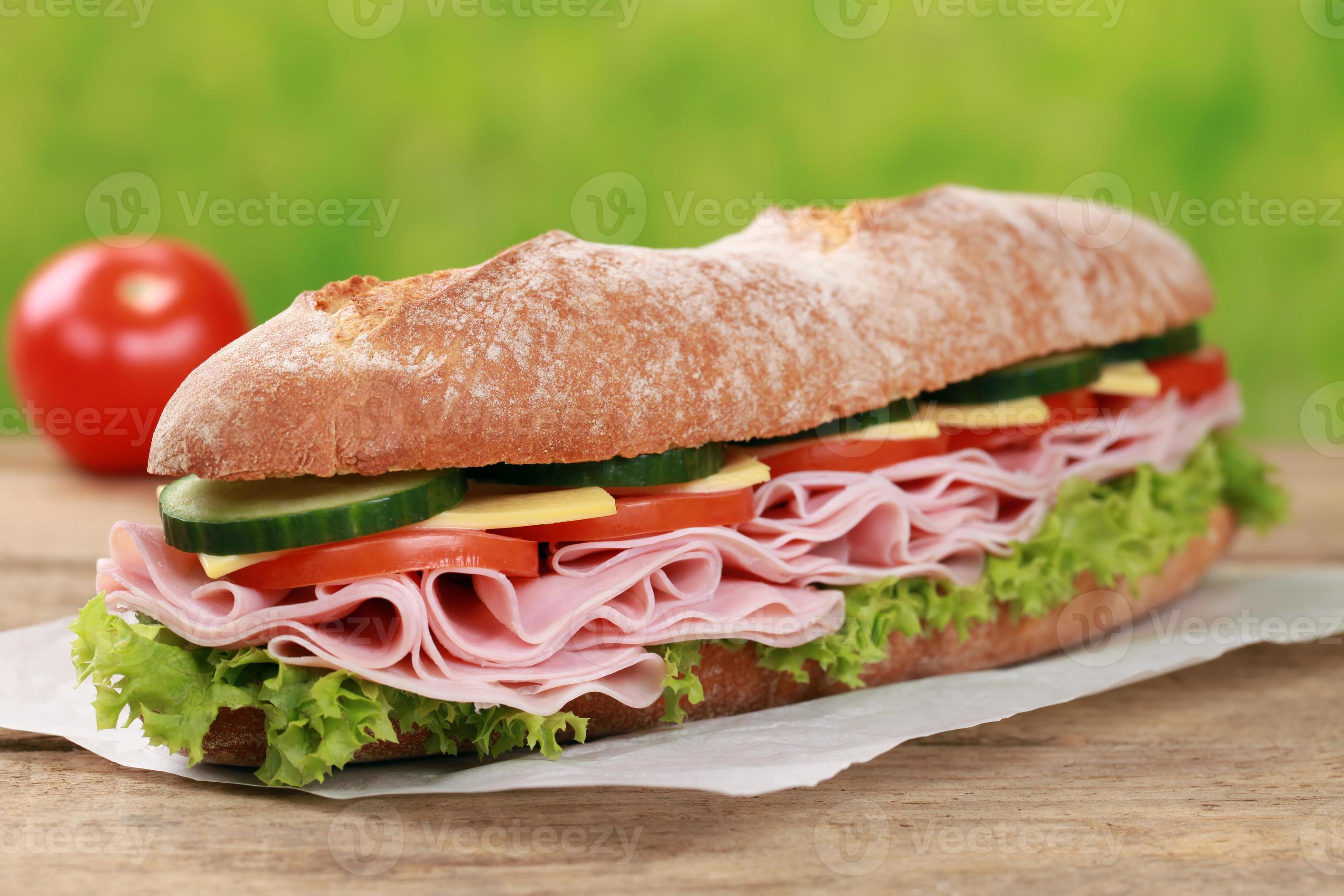 Baguette with ham photo