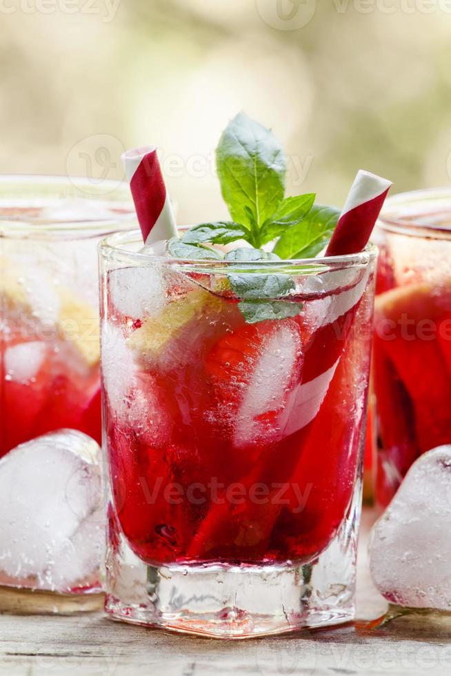 cóctel rojo con pomelo y hielo foto