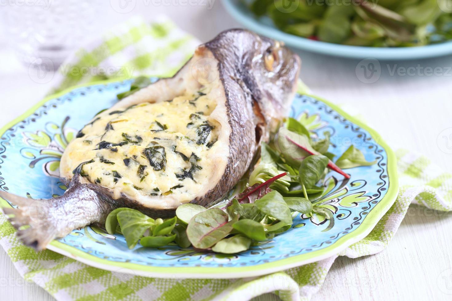 Sea Bream stuffed with spinach photo