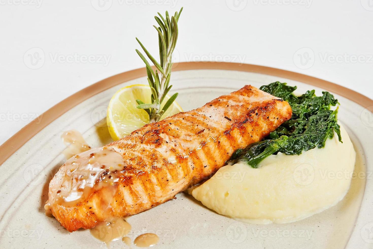 Salmon fillet with mashed potatoes 735274 Stock Photo at Vecteezy