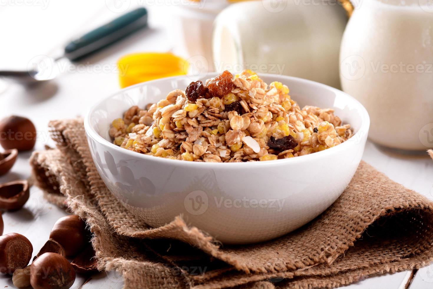 muesli dried fruit in the bowl photo