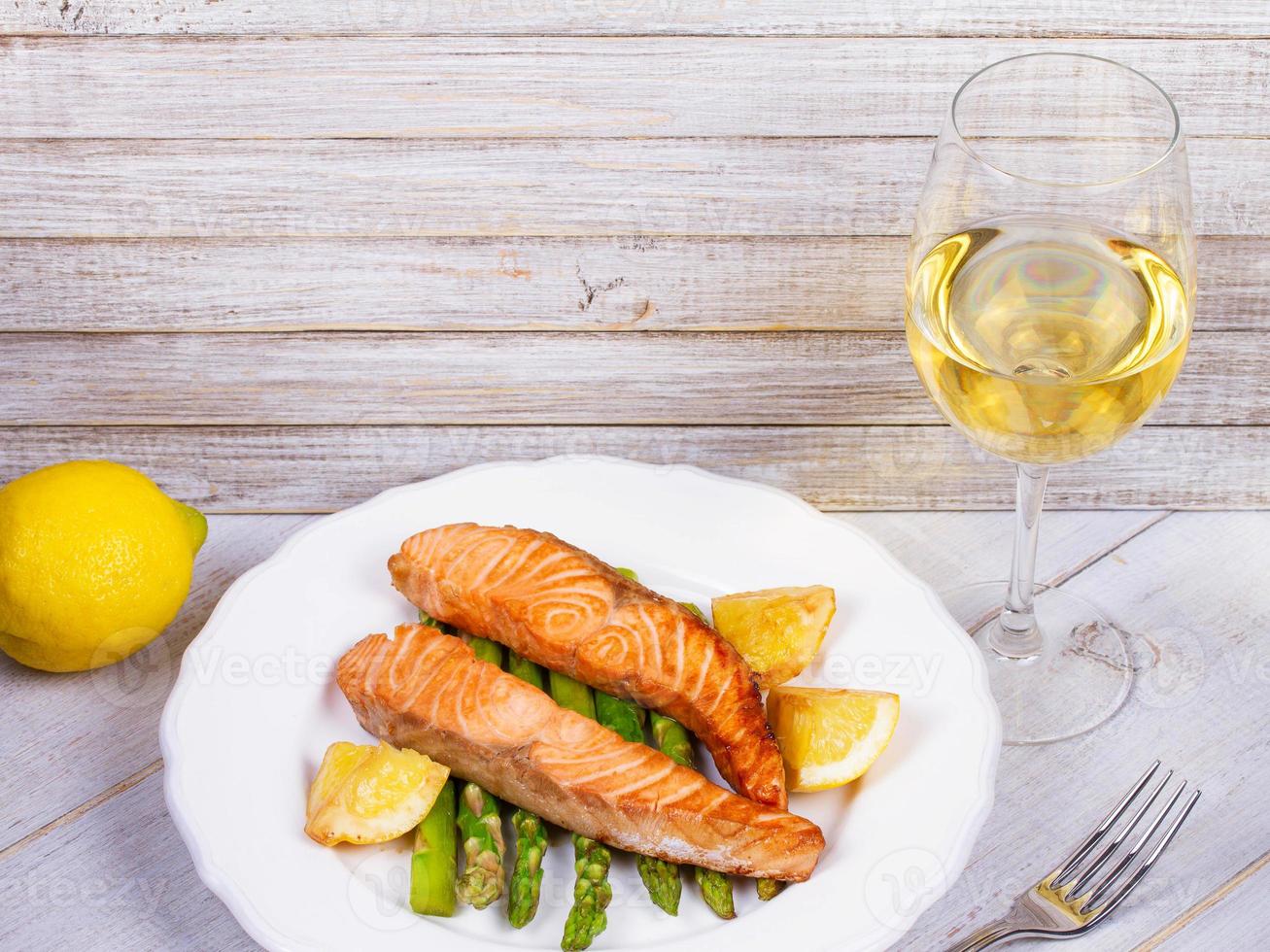 Broiled Salmon and Asparagus 739843 Stock Photo at Vecteezy