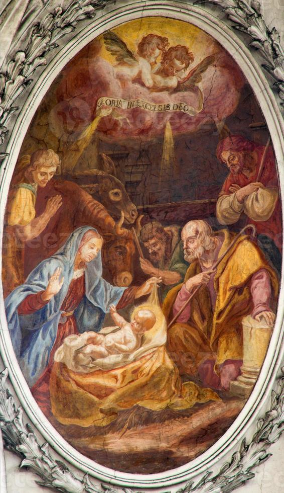 Vienna - Nativity fresco in  baroque Servitenkirche photo