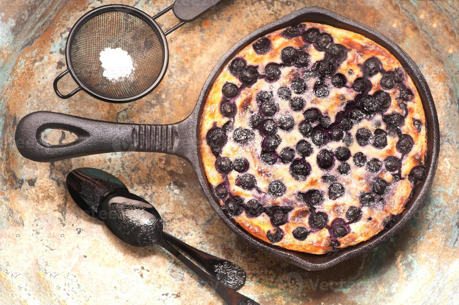 Cottage cheese casserole Cheesecake with blueberries. photo