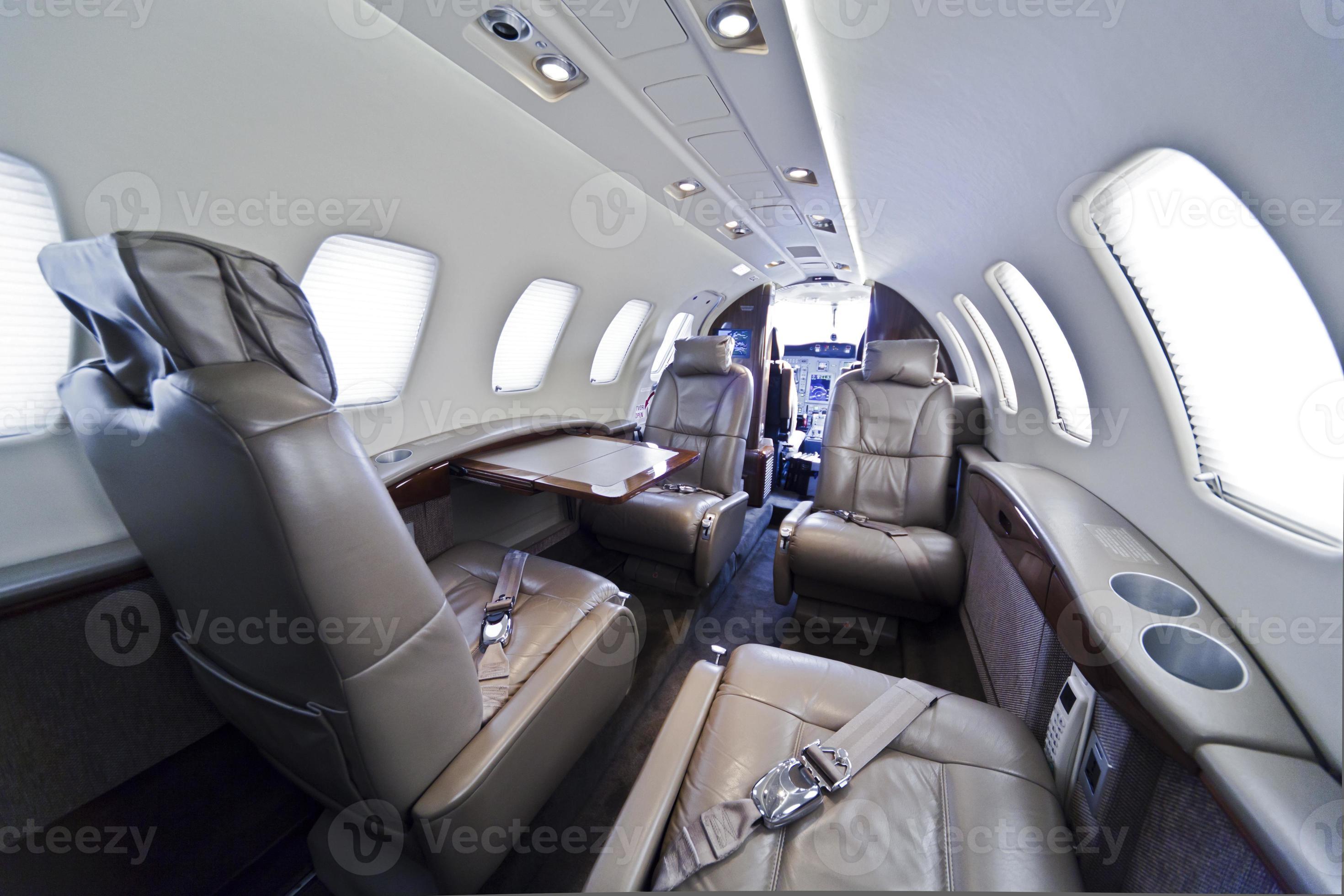 Private jet with leather seats photo