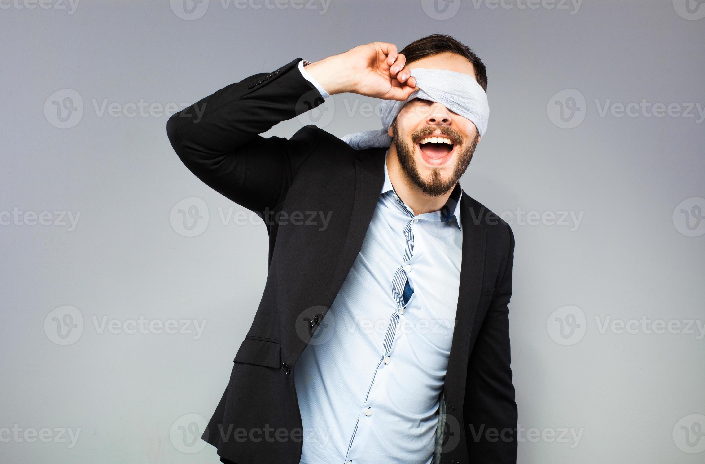 blindfolded man Stock Photo