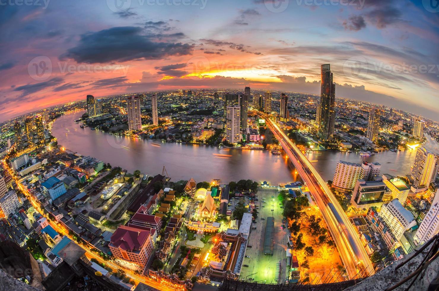 Bangkok city at sunset photo