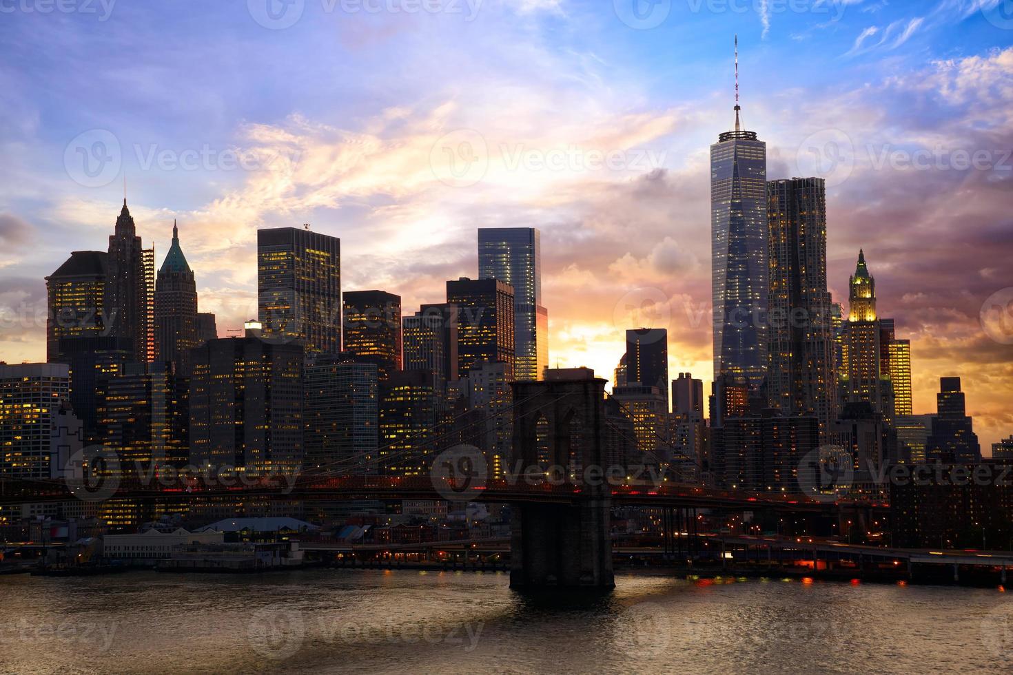 Manhattan skyline at sunset photo