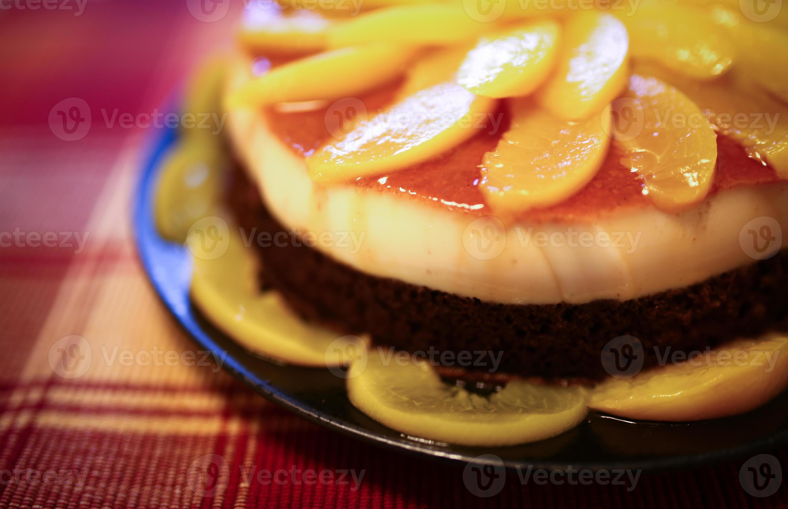 Cake with peaches photo