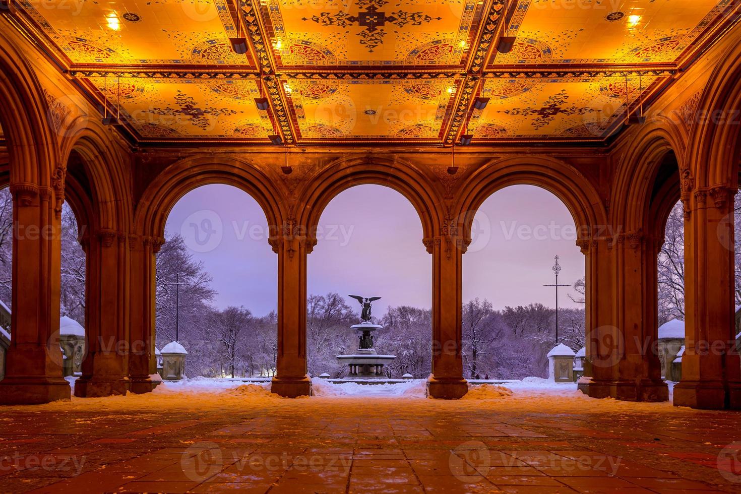 Bethesda Fountain in Central Park New York after snow storm 826276