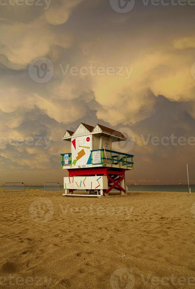 Storm clouds over Miami Beach Florida lifegurad house photo
