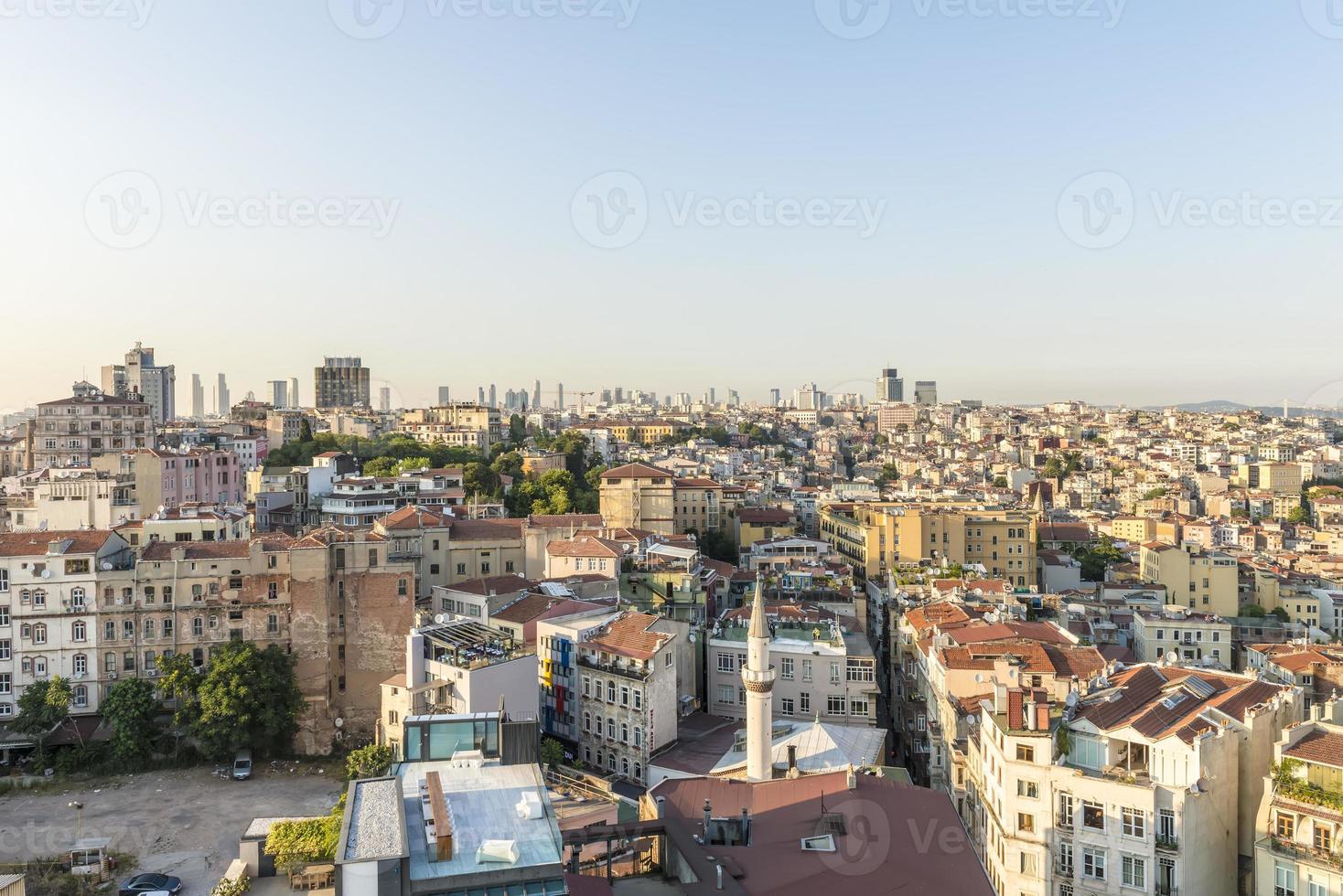 Vista aérea de Estambul al atardecer foto