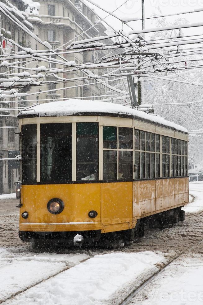 Tram under the snow photo