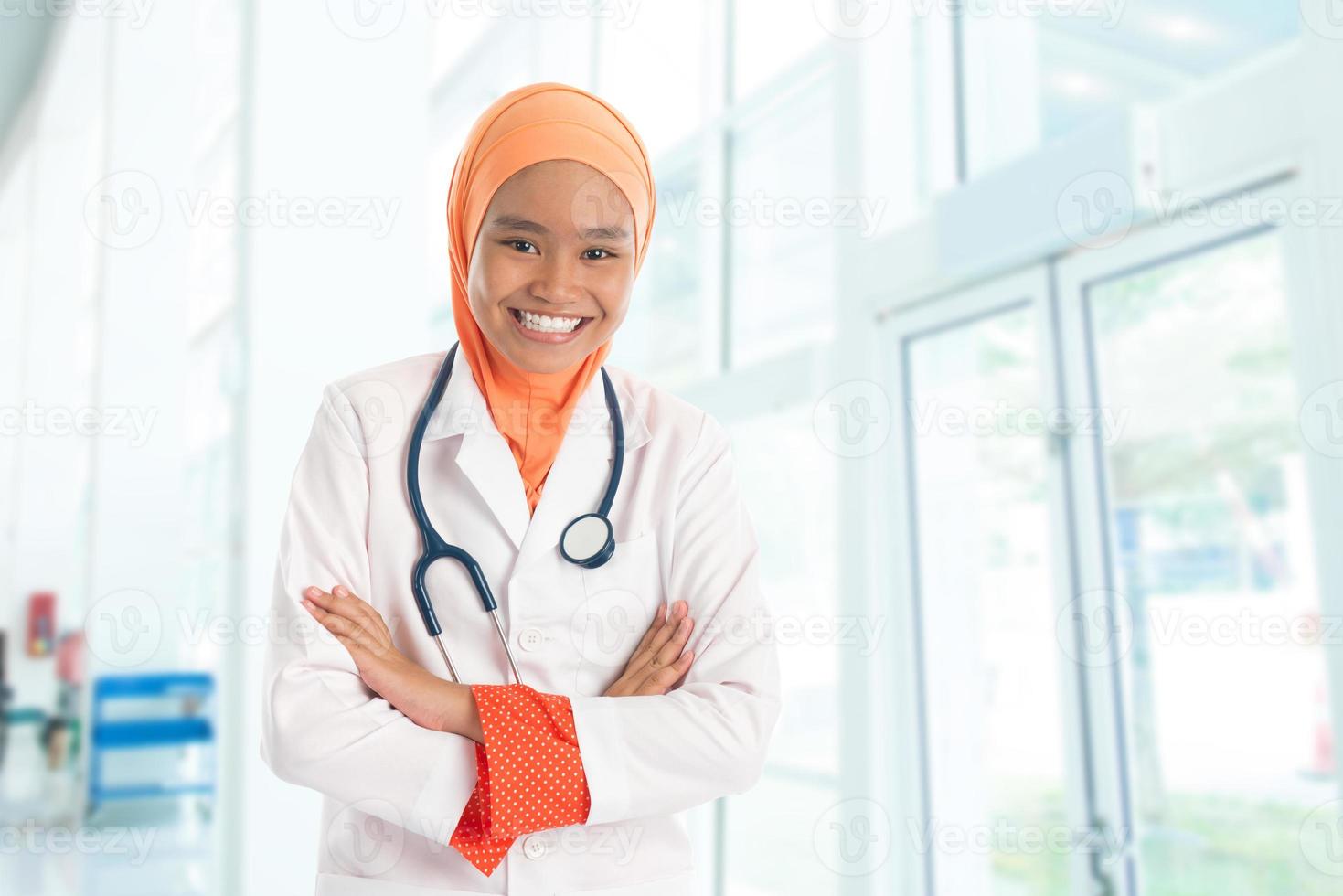 Muslim female doctor in hospital photo