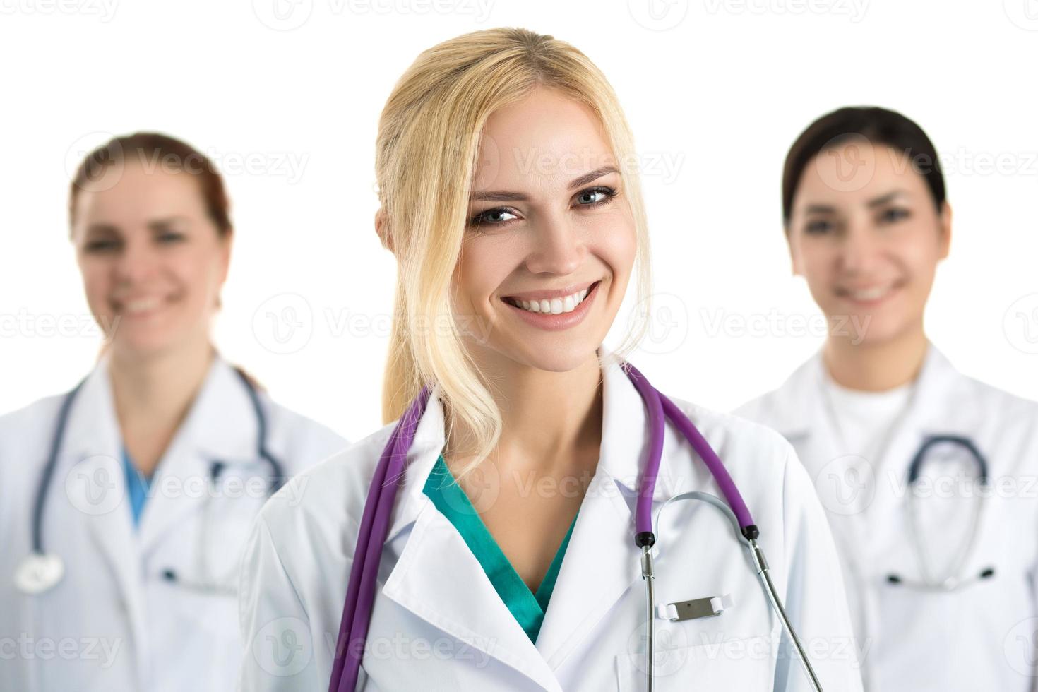 Portrait of young blonde female doctor photo
