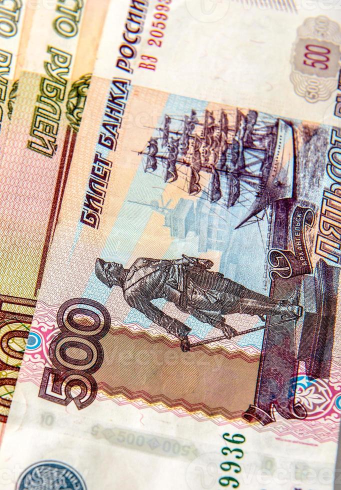 primer plano de dinero ruso foto