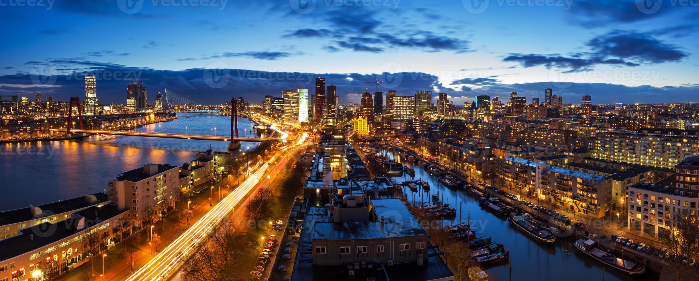 Rotterdam night skyline photo