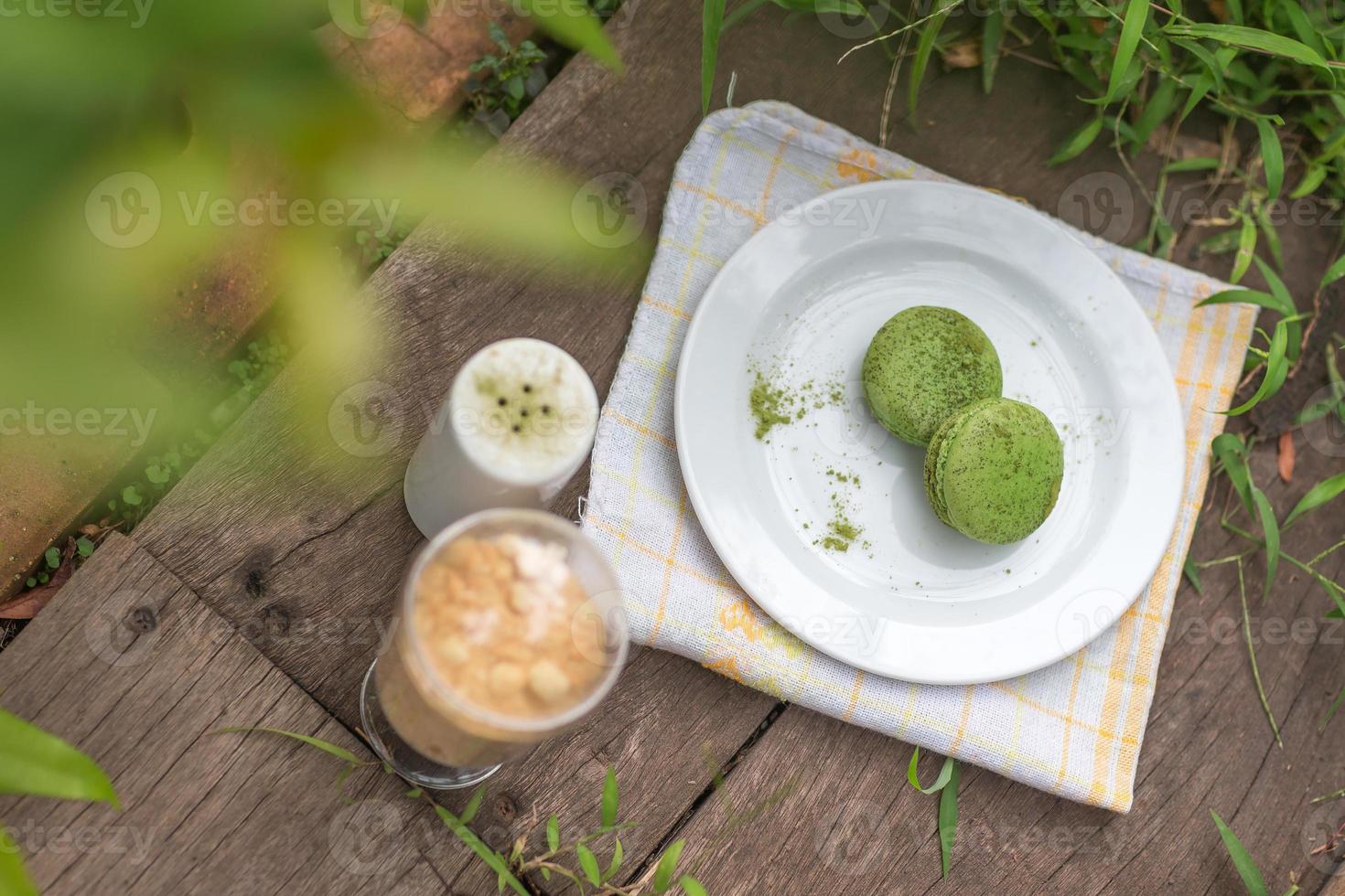 Macarons de té verde - imagen de stock foto