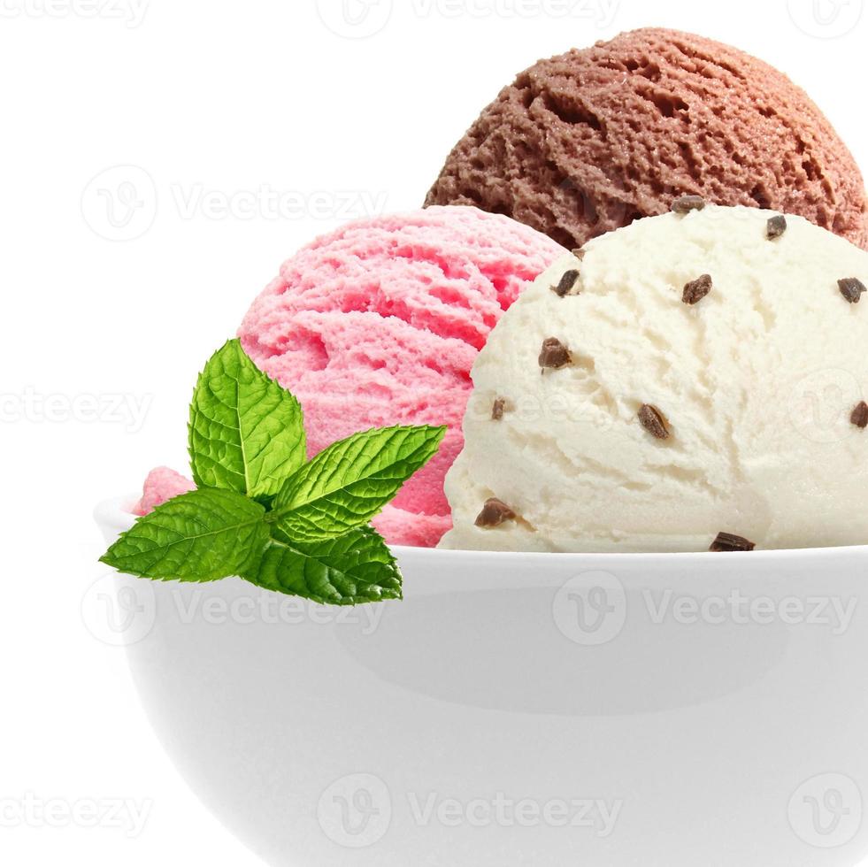 Triple ice cream in bowl photo