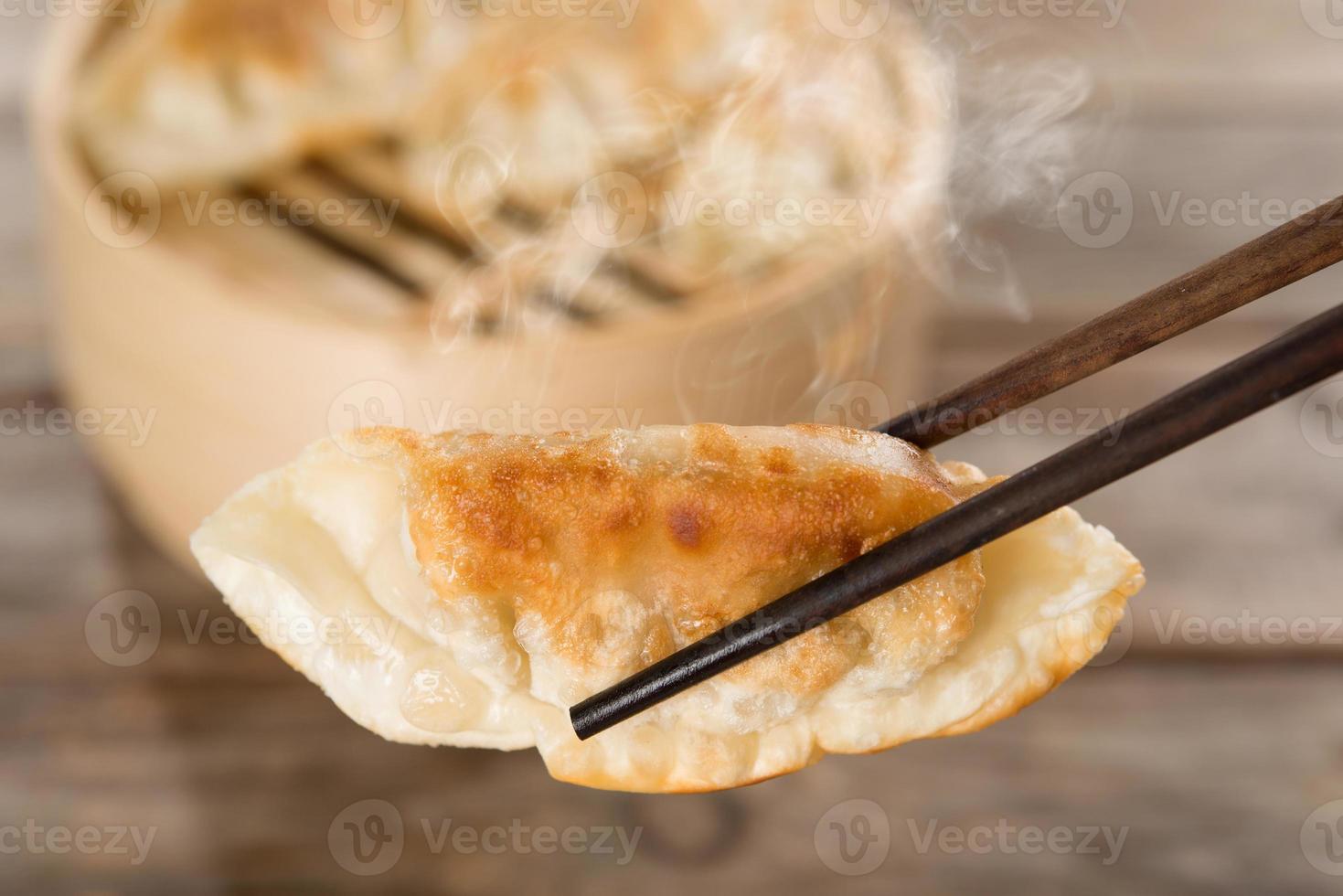 Chinese appetizer pan fried dumplings photo