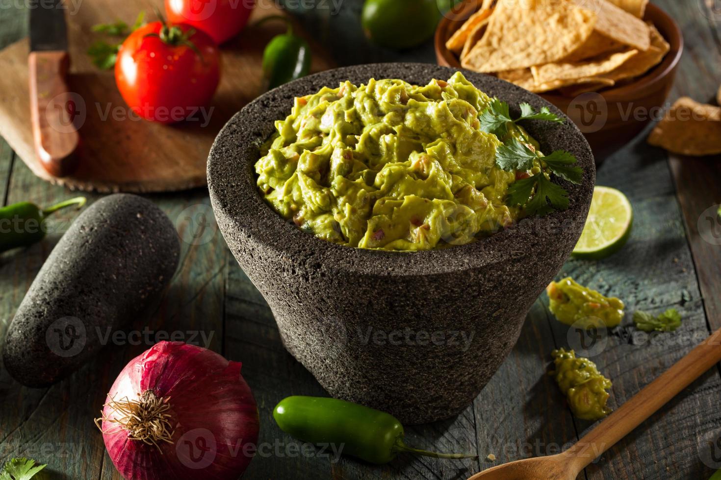 Homemade Fresh Guacamole and Chips photo