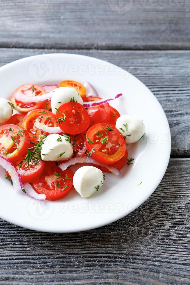 Salad with tomatoes and mozzarella balls 762527 Stock Photo at Vecteezy