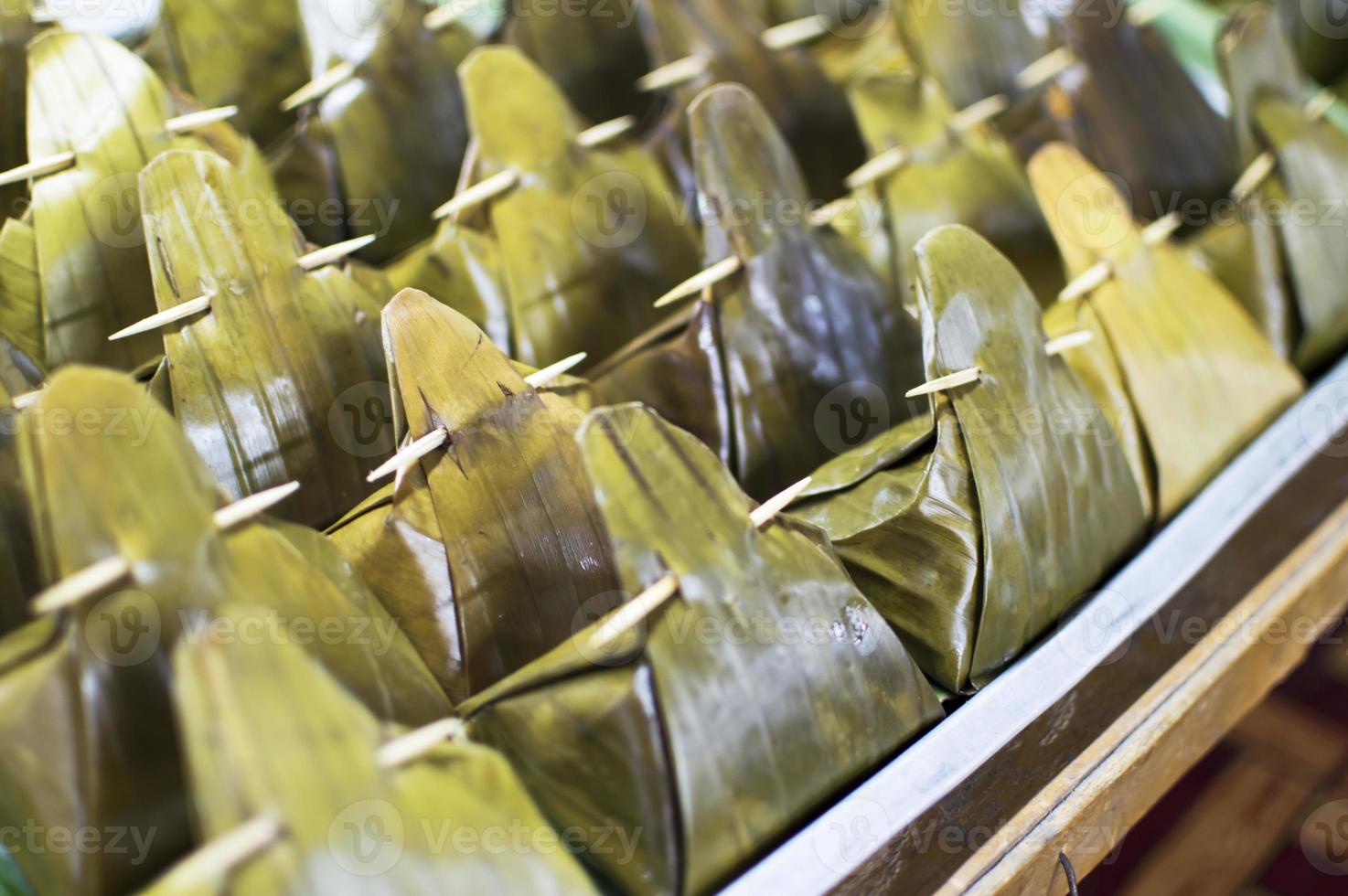 banana leaf, a natural container for food photo