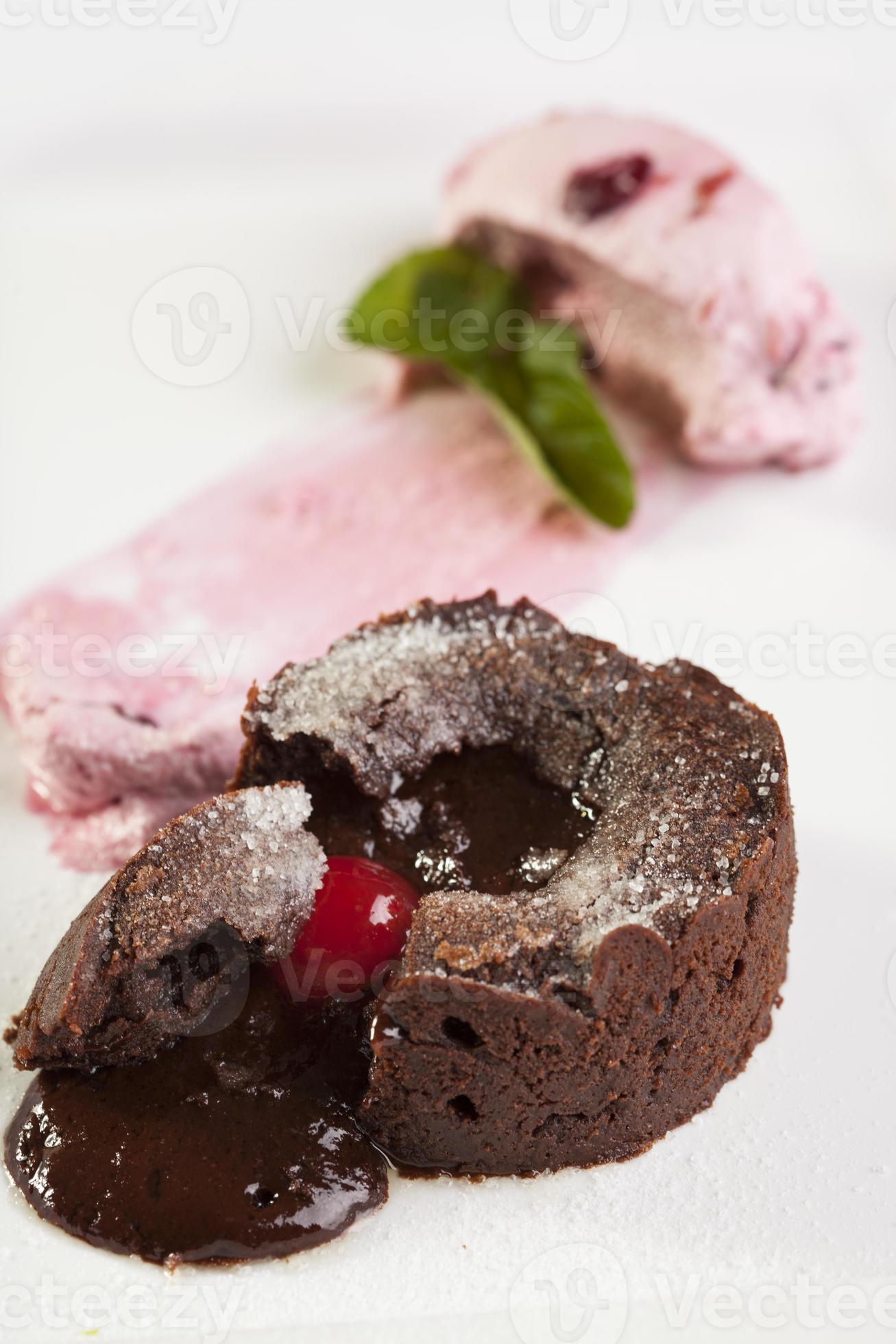 chocolate soufflé with ice cream photo