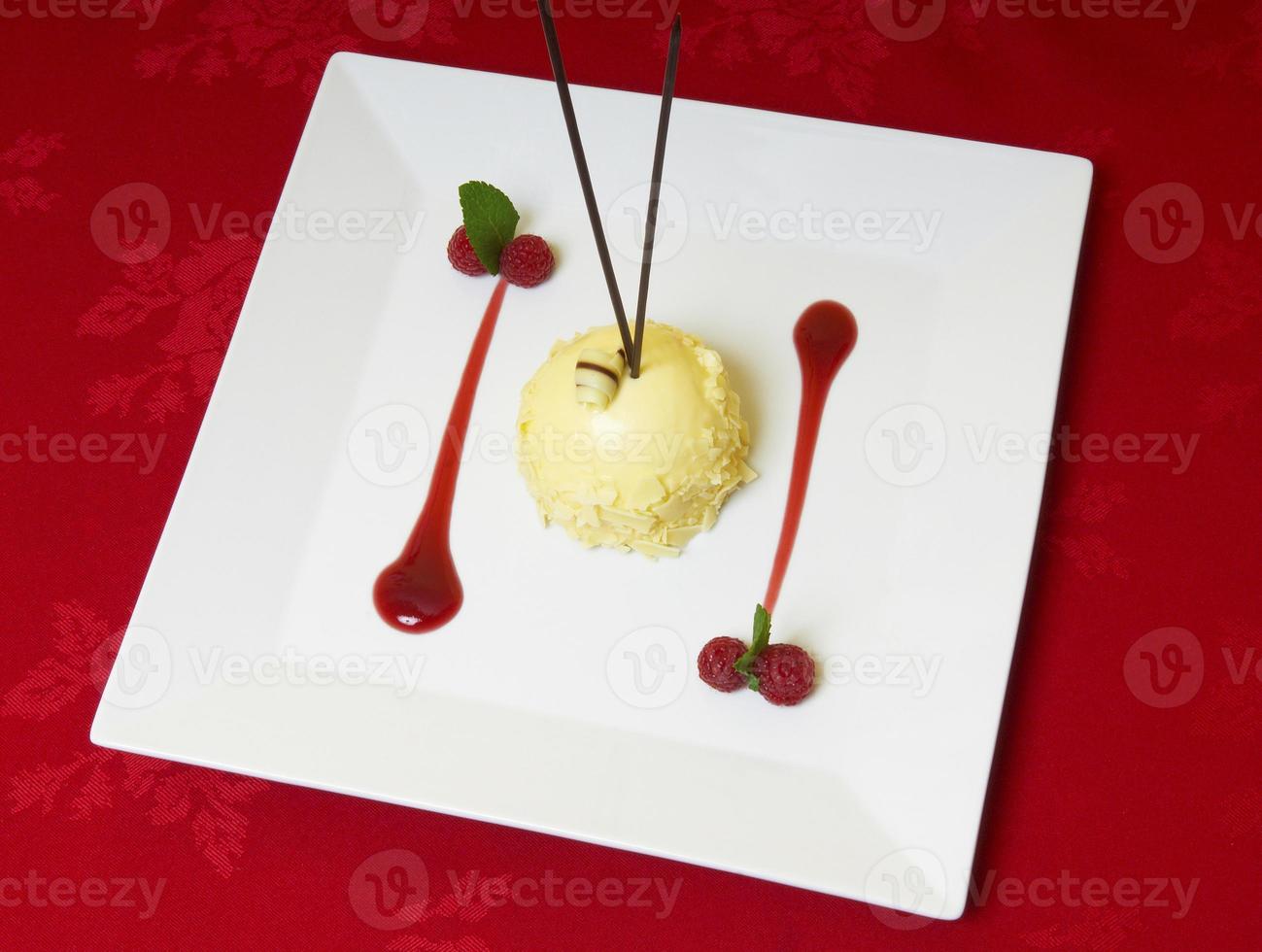 Gourmet Dessert with raspberry Fruit photo