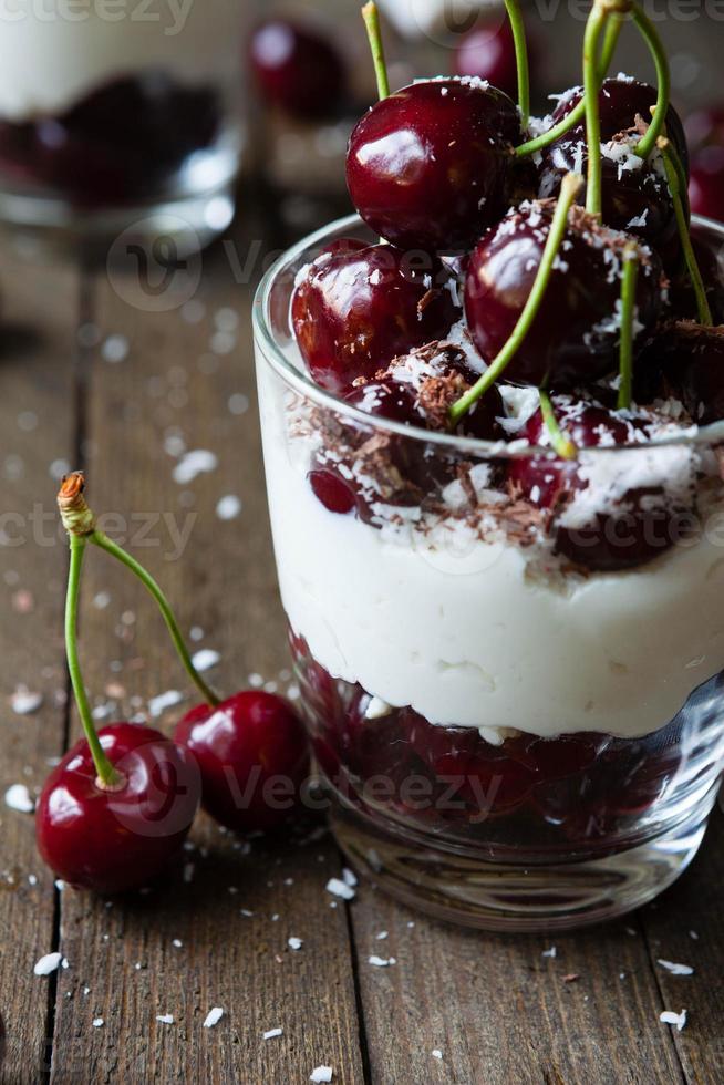 dessert cherry with ripe berries photo