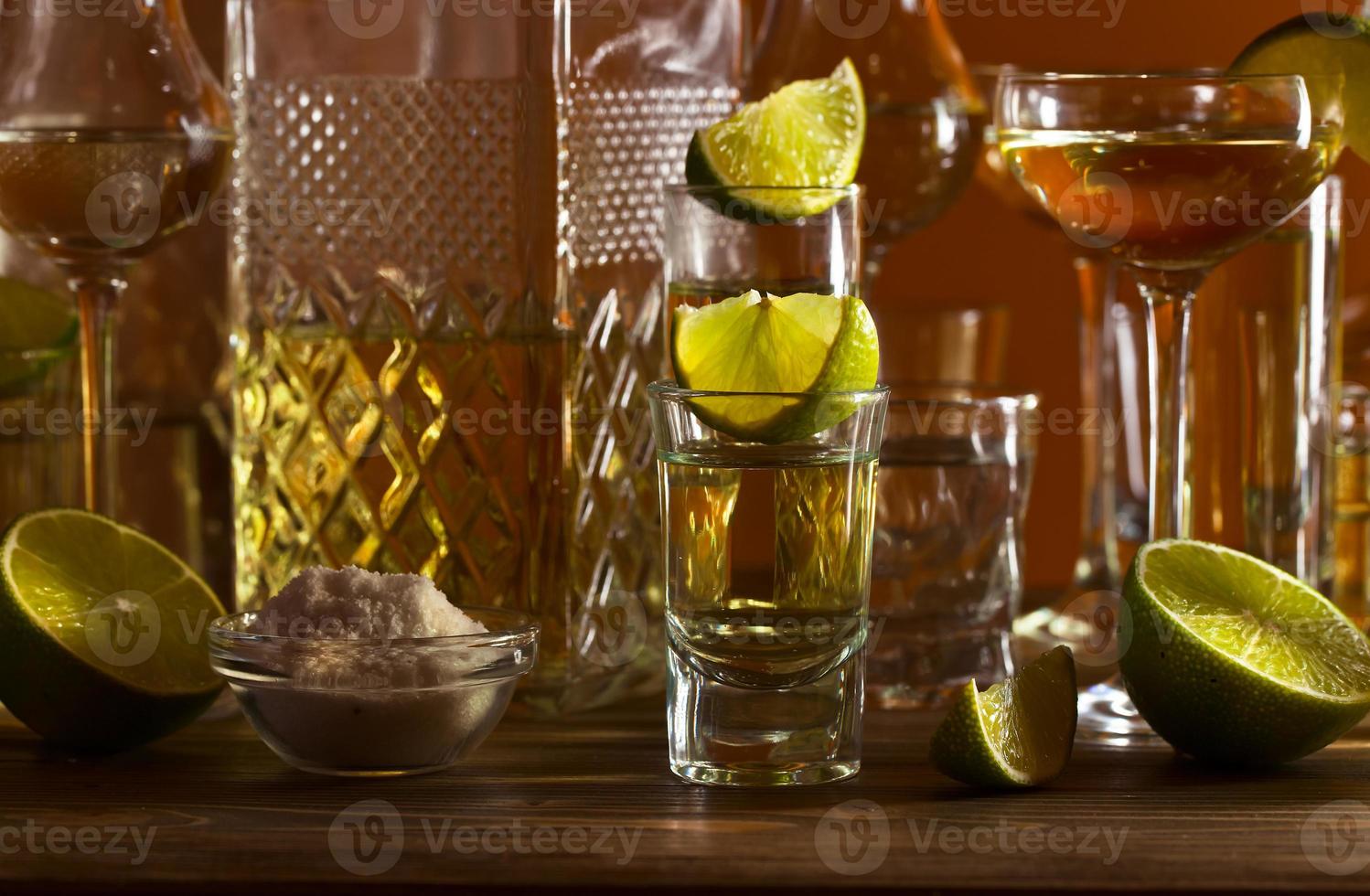 gold tequila and lime photo