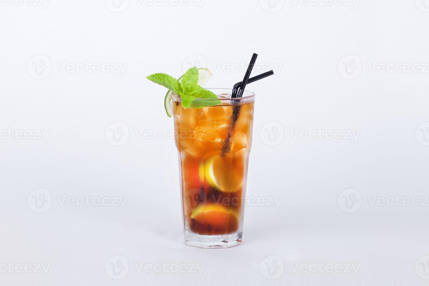 cola cocktail with lemon and mint photo