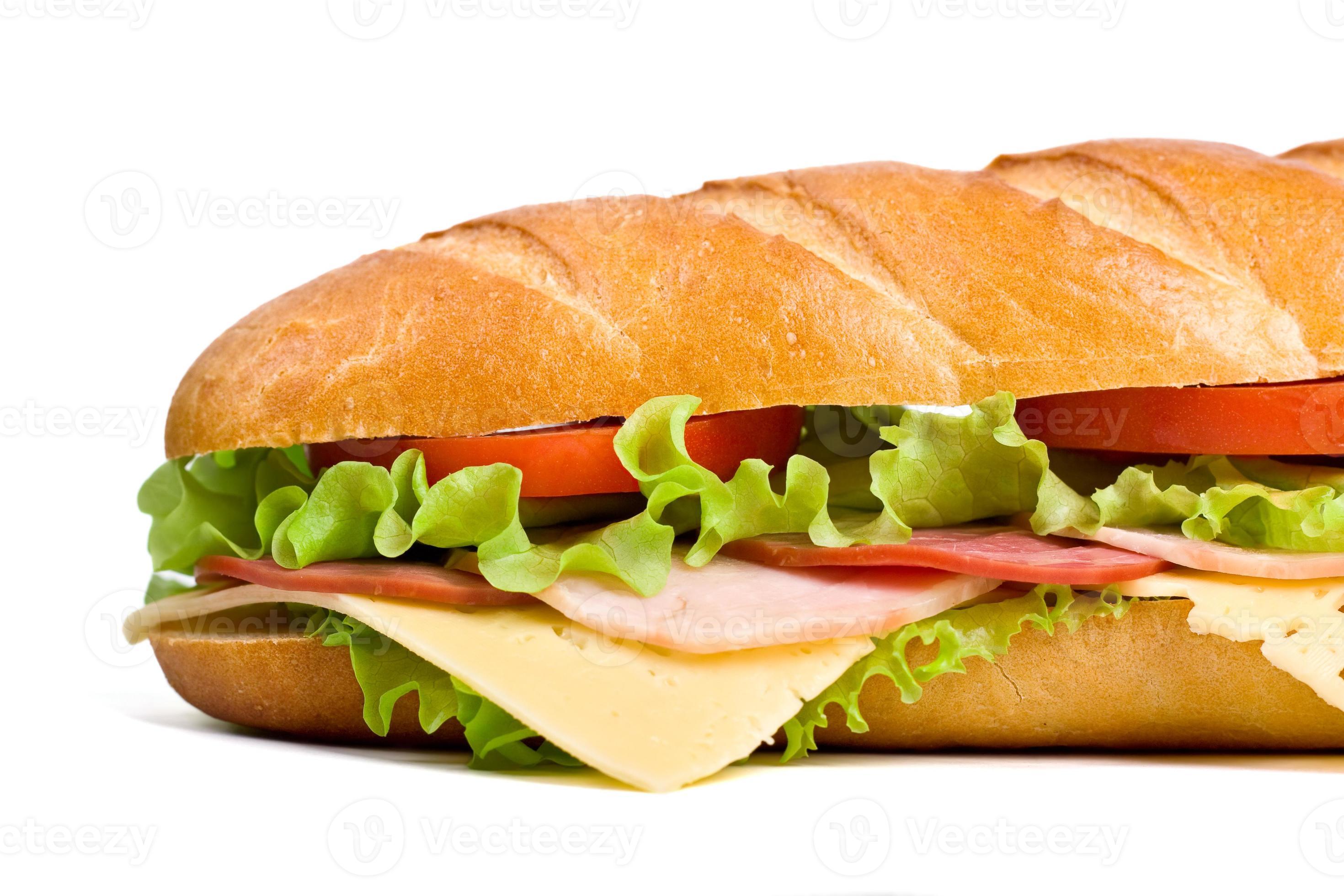 Cheese ham lettuce and tomato baguette photo