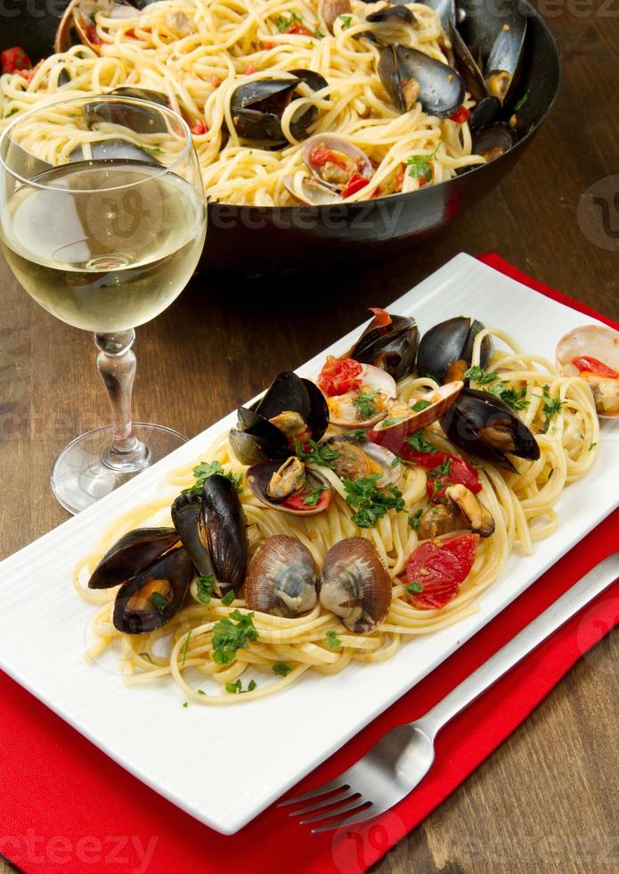 delicious pasta with clams photo