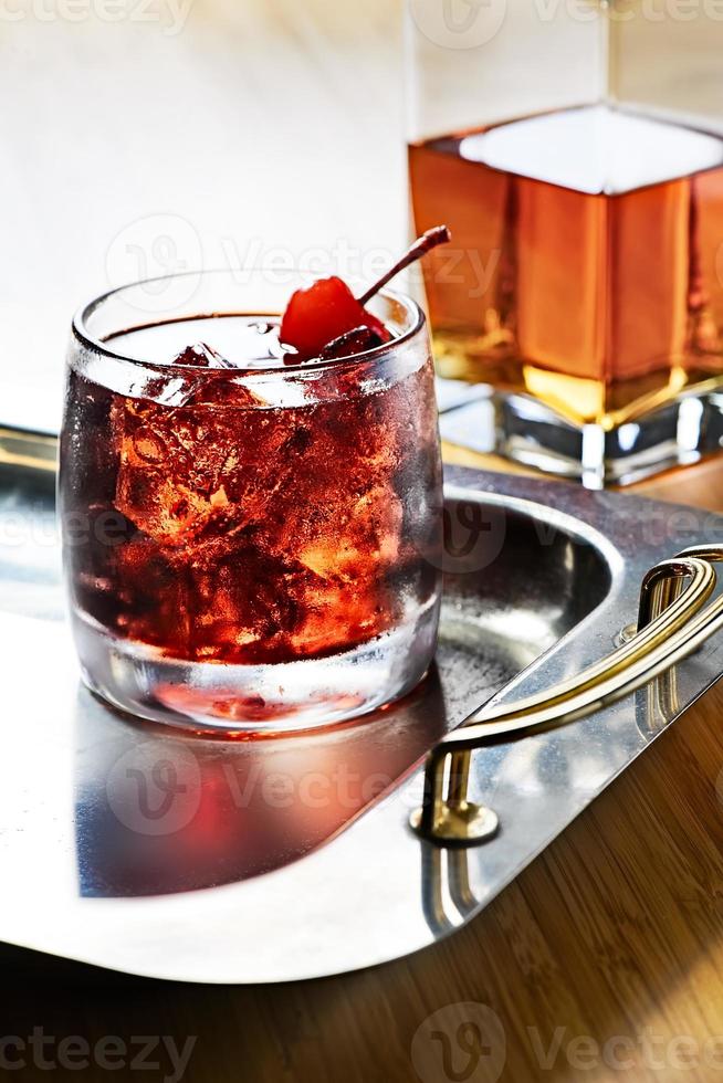 Cold Drink on Silver Tray photo