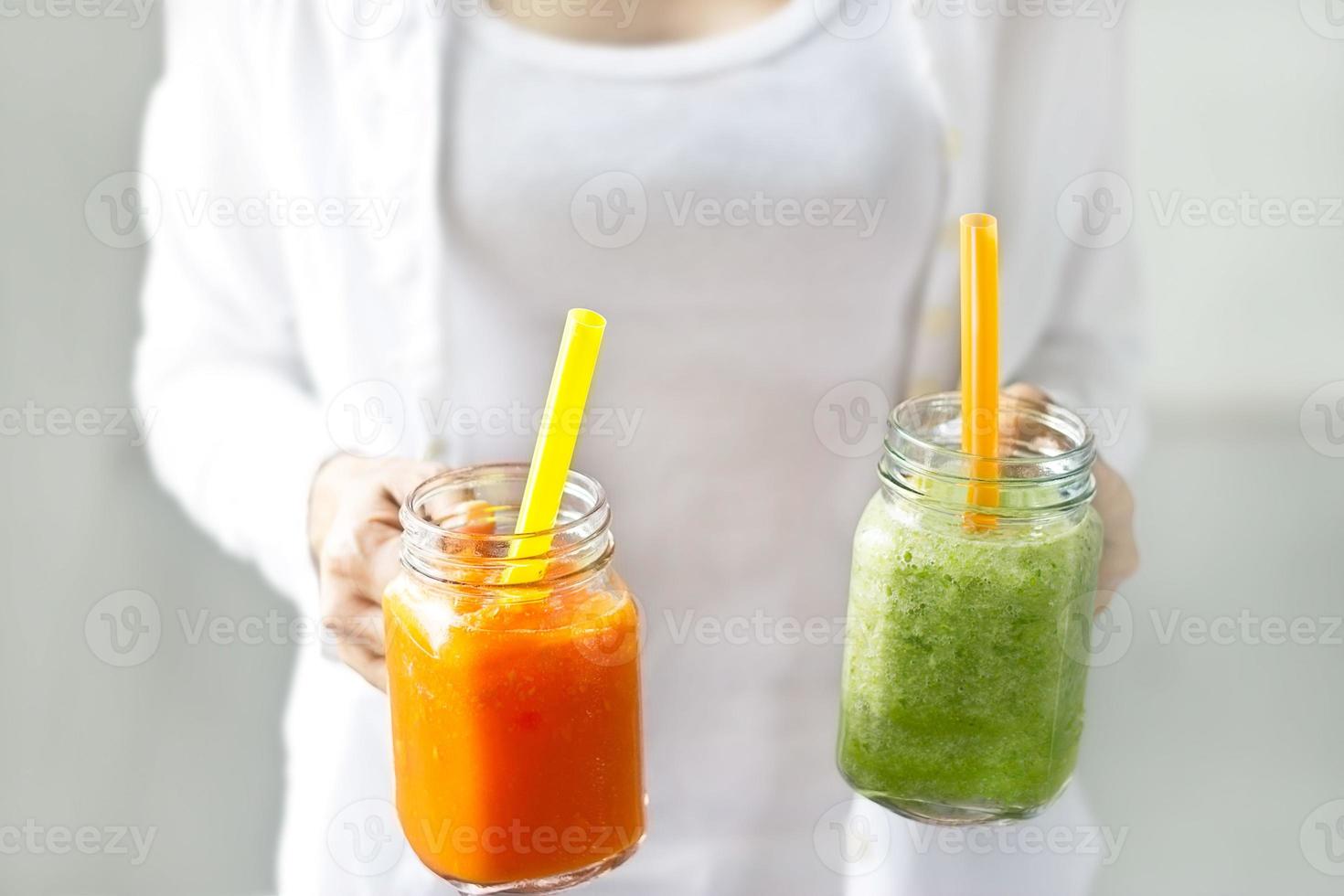 Fresh smoothie detox vegetable carrot lettuce and cucumber photo