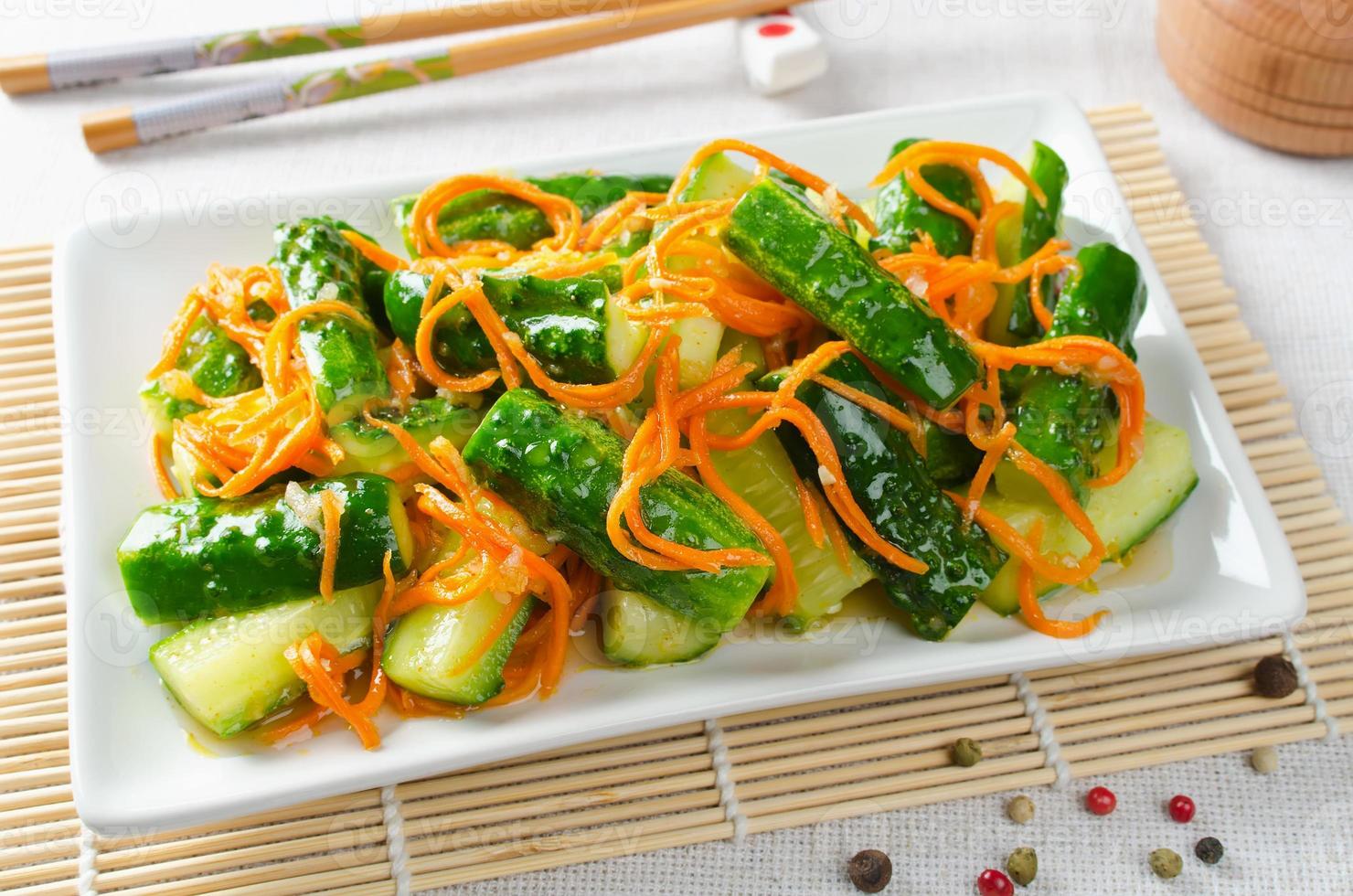 Cucumber salad with carrots photo