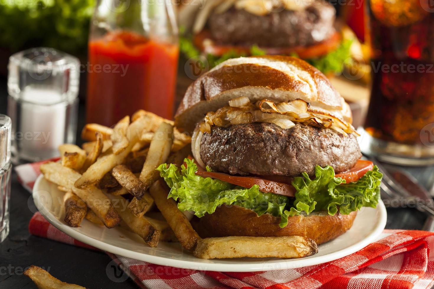 Gourmet Hamburger with Lettuce and Tomato photo