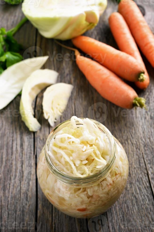 Sauerkraut in jar photo