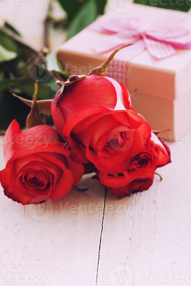 Gift with roses photo