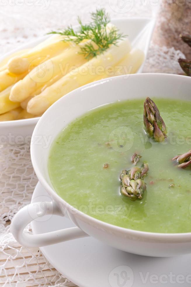 Green asparagus soup photo